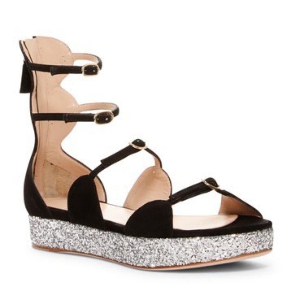 GIAMBATTISTA VALLI Caged Glitter Platform Sandal